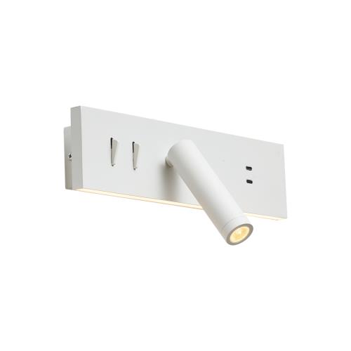 Moderní bílá nastavitelná nástěnná lampa s USB-C vč. LED - Modric