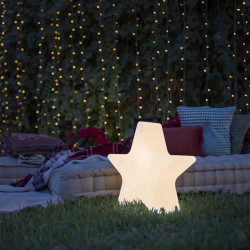 Vánoční stojací lampa bílá 60 cm včetně dobíjecího RGBW LED - Nova