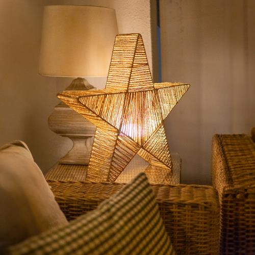 Vánoční stojací lampa hnědá 60 cm včetně LED, dobíjecí, IP54 - Sisine