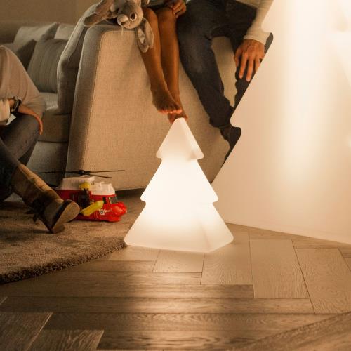 Vánoční stojací lampa bílá 40 cm včetně solárního a dobíjecího RGBW LED - Pinus