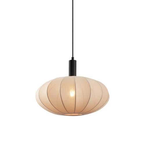 Závěsné svítidlo Japandi černé s hnědým látkovým stínidlem - Bida