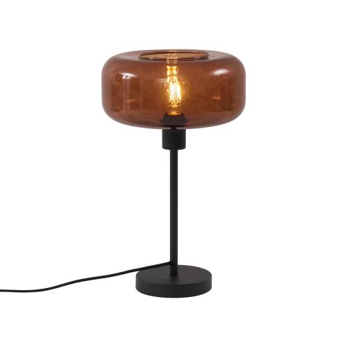 Retro stolní lampa černá s bronzovým sklem - Bizle
