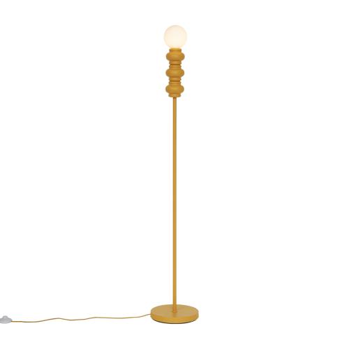 Retro stojací lampa hořčičně žlutá s matným sklem - Fedde