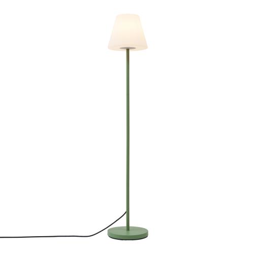 Venkovní stojací lampa zelená s bílým stínidlem IP65 - Virginia