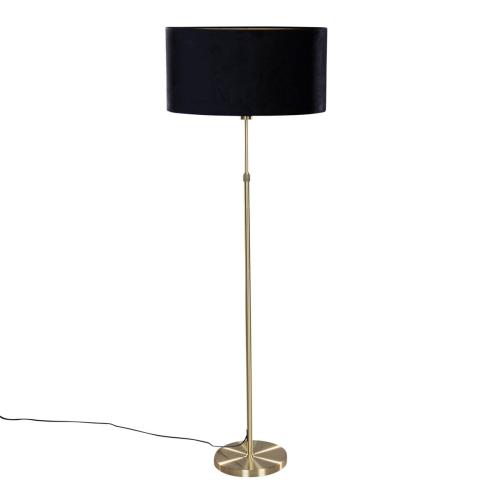 Stojací lampa zlatá s oválným sametovým stínítkem černým 50 cm - Parte