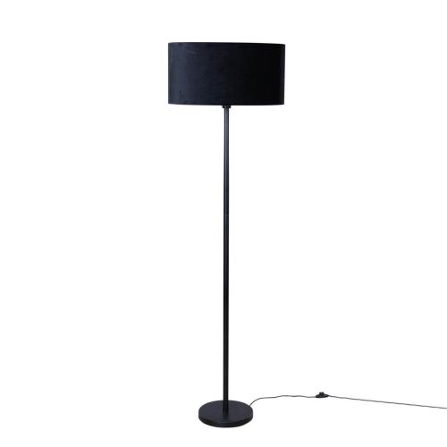 Stojací lampa černá s oválným sametovým stínítkem 50 cm - Simplo