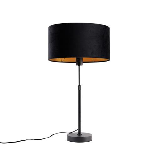Stolní lampa černá s oválným sametovým stínítkem černým 35 cm - Parte