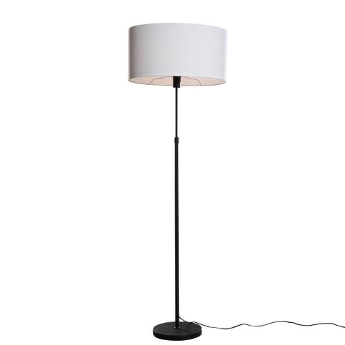 Stojací lampa černá s oválným lněným stínítkem bílým 50 cm - Parte
