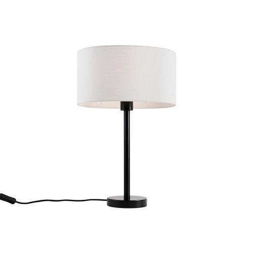 Stolní lampa černá s oválným lněným stínidlem bílá 35cm - Simplo