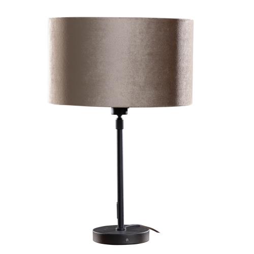 Stolní lampa černá s taupe sametovým stínítkem 35 cm - Parte