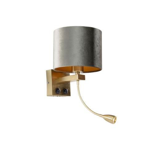 Wandlamp brons met velours kap groen 18cm - Brescia