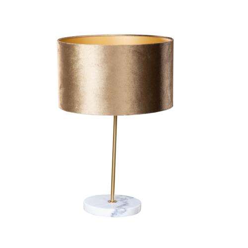 Stolní lampa mosazná s hnědým sametovým stínítkem 35 cm - Kaso
