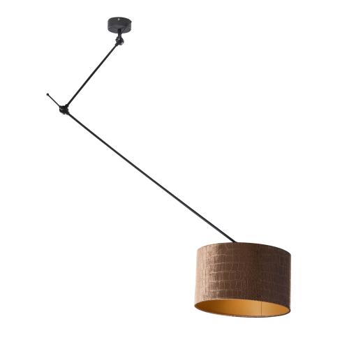 Závěsné svítidlo černé se sametovým stínidlem s krokodýlím vzorem 35 cm - Blitz