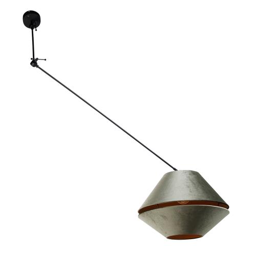 Závěsné svítidlo černé s dvojitým sametovým stínidlem zelené se zlatým vnitřkem - Blitz