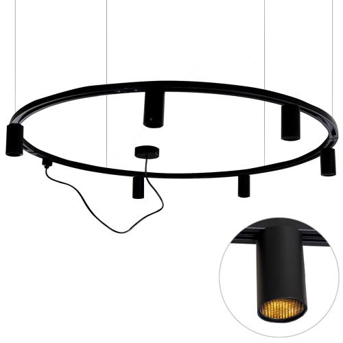 Moderní závěsný kolejnicový systém s 6 černými bodovými světly jednofázovými GU10 50 mm - Iconic Ruby Honey