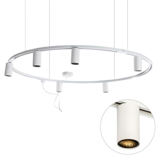 Moderní závěsný kolejnicový systém s 6 bodovými světly bílý 1-fázový GU10 50mm - Iconic Ruby Honey