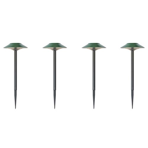 Sada 4 zelených bodových světel včetně LED IP44 solárních - Mushroom