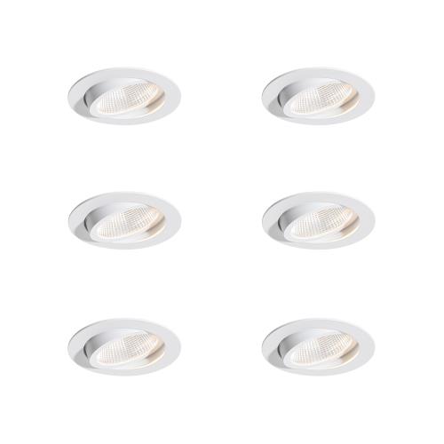 Sada 6 zapuštěných bodových svítidel bílá 9,5 cm vč. LED 1300 lm stmívatelná IP23 - Gaius