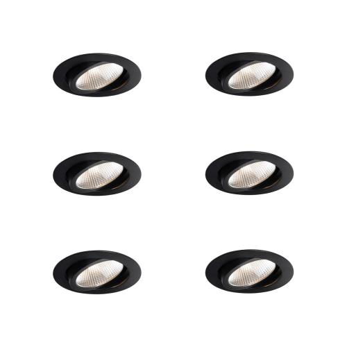 Sada 6 zapuštěných bodových svítidel černá 9,5 cm vč. LED 1300 lm stmívatelná IP65 - Gaius