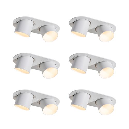Sada 6 zapuštěných bodových svítidel bílá GU10 50mm 2-světlo - Installa