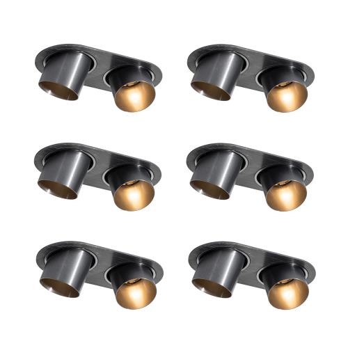 Sada 6 zapuštěných bodových svítidel Gunmetal GU10 50mm 2-Lights - Installa