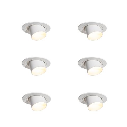 Sada 6 zapuštěných bodových svítidel bílá GU10 35mm kulatá naklápěcí - Installa