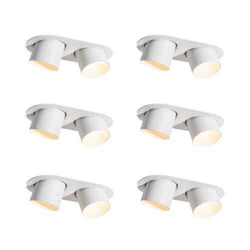 Sada 6 zapuštěných bodových svítidel bílá GU10 70mm naklápěcí 2-světlo - Installa
