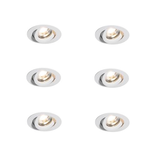Set van 6 moderne inbouwspots wit 8,2cm incl. LED IP54 ultra slim - Pupil
