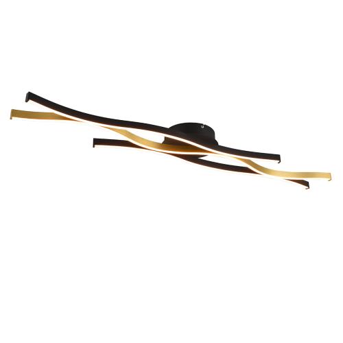 Design plafondlamp zwart met goud incl. LED dimbaar - Blaze