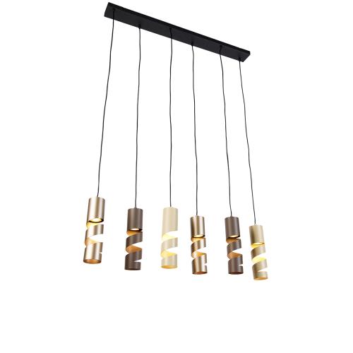Moderní závěsné svítidlo černé sšedohnědými abéžovými 6-světly – Stream