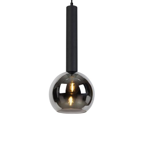 Moderní závěsné svítidlo černé s kouřovým sklem - Clayton