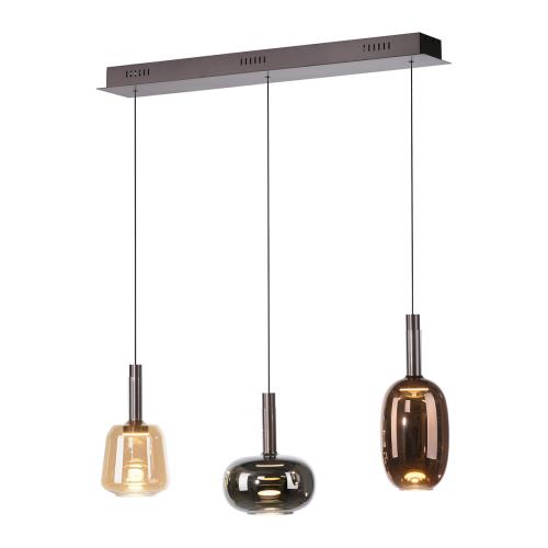 Závěsné svítidlo černé s vícebarevným sklem vč. LED 3-světla Easylift - Irides