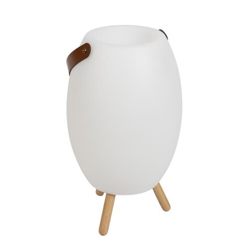 Stojací lampa bílá 40,5 cm vč. LED a reproduktoru Stmívatelná RGBW IP44 s dálkovým ovládáním - Apolo