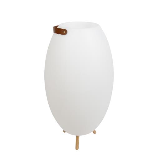 Stojací lampa bílá 72,5 cm vč. LED a reproduktoru Stmívatelná RGBW IP44 s dálkovým ovládáním - Apolo