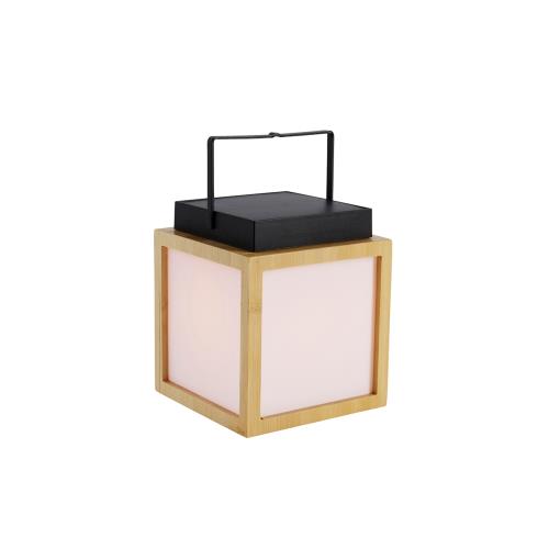 Bambusová stolní lampa s efektem plamene vč. LED IP44 solární dobíjecí - Vega