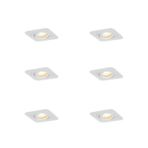 Sada 6 kulatých zapuštěných bodových svítidel bílá GU10 50mm otočná a naklápěcí IP44 - Alberto