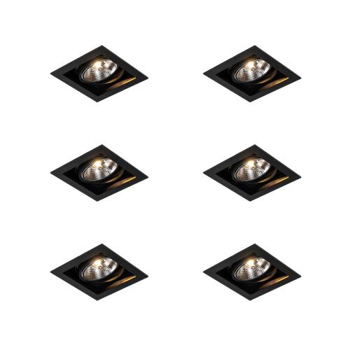 Sada 6 ks Moderní zapuštěné bodové černé 18 cm nastavitelné - Artemis 111