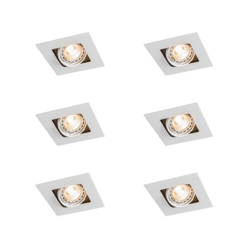 Sada 6 ks Čtvercové zapuštěné bodové bílé otočné a sklopné - Artemis