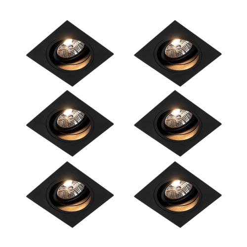 Sada 6 ks Moderní zapuštěné bodové černé nastavitelné - Chuck 70