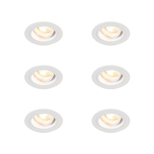 Sada 6 zapuštěných bodových svítidel kulatá bílá nastavitelná - Chuck