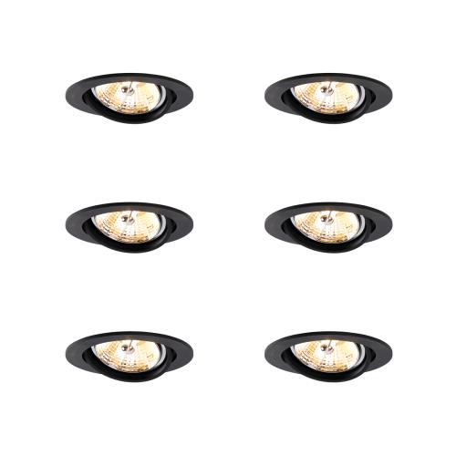 Sada 6 moderních černých naklápěcích zapuštěných bodových světel AR70 - Cisco