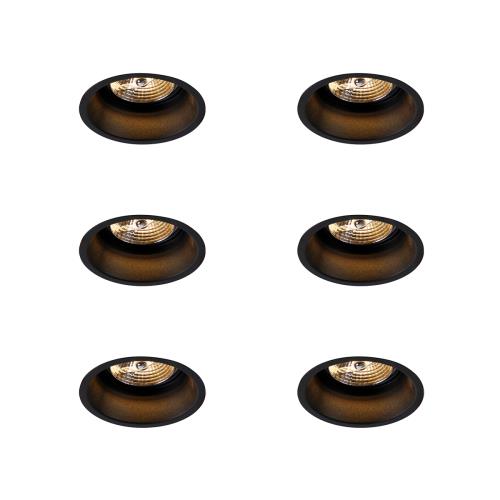 Sada 6 moderních zapuštěných bodových světel černá AR70 - Dept