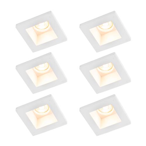 Sada 6 zapuštěných bodových světel bílá 12cm čtvercová - Gypsy Stucco