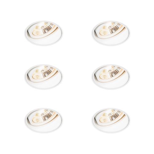 Sada 6 moderních zapuštěných bodových světel bílá bez okrajů - Impact 70