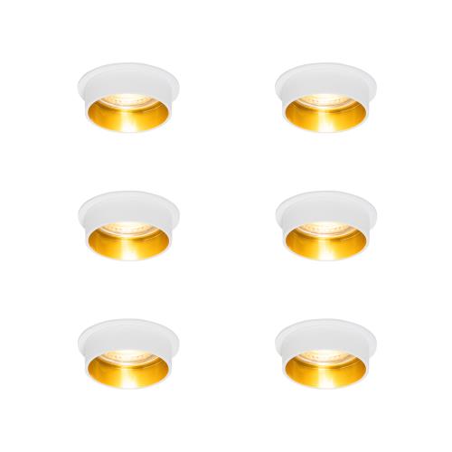Sada 6 moderních zapuštěných bodových světel bílá se zlatým interiérem - Insta