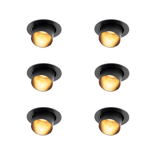 Sada 6 moderních zapuštěných bodových světel černá kulatá naklápěcí - Installa