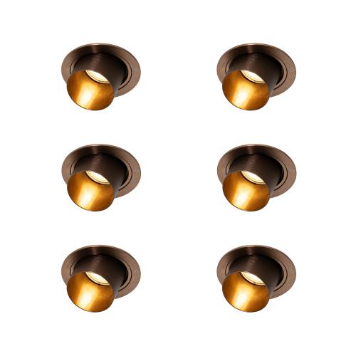 Sada 6 moderních zapuštěných bodových světel tmavě bronzová kulatá naklápěcí - Installa