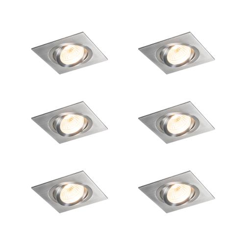 Sada 6 zapuštěných bodových svítidel ocelová, naklápěcí - Lock 1