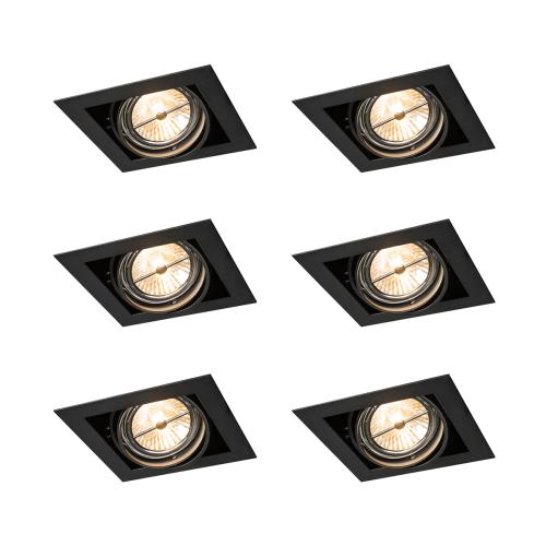 Sada 6 zapuštěných bodových svítidel černá AR111 nastavitelná - Oneon