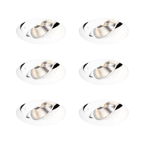 Sada 6 moderních zapuštěných bodových svítidel bílá GU10 AR111 kulatá bez okrajů - Oneon